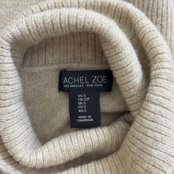 Rachel Zoe Tan Rib Knit Turtleneck Sweater Dress Midi Sweater - Picture 6 of 6